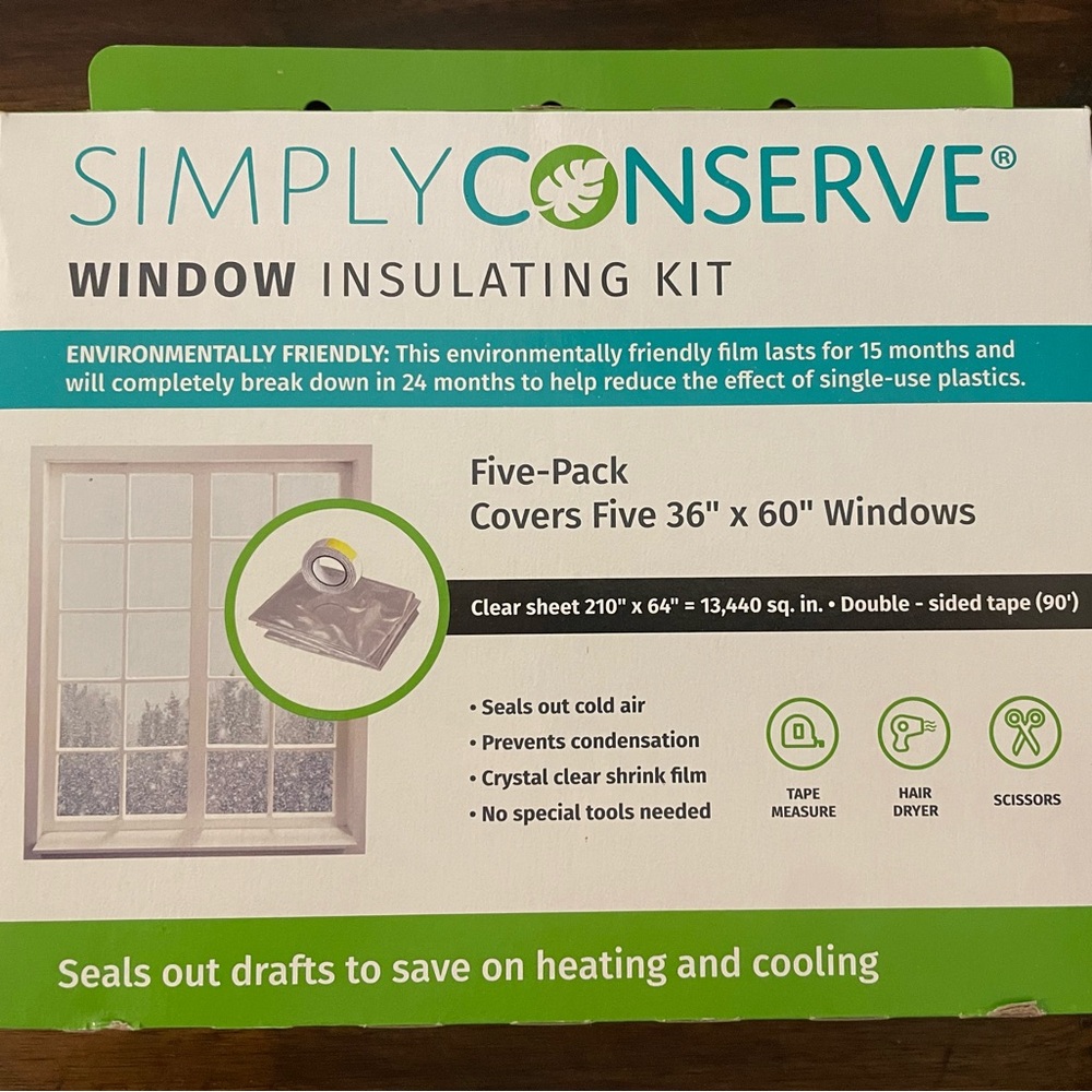 Simply Conserve Window Insulating Kit Indoor Film 5-Pack 36"x60" WK64210EF